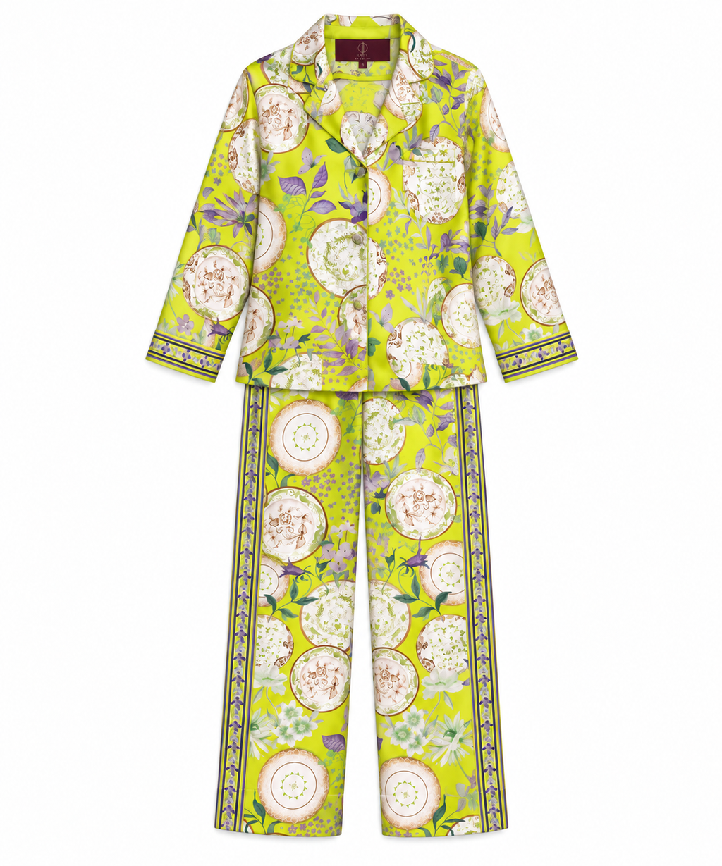 Women's Statement Floral Print Pyjama-Style Set – Neon