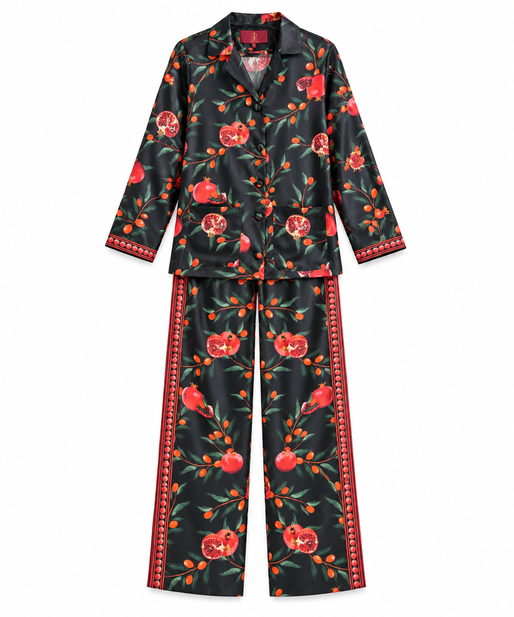 Women's Statement Printed Pyjama-Style Set – Black & Red