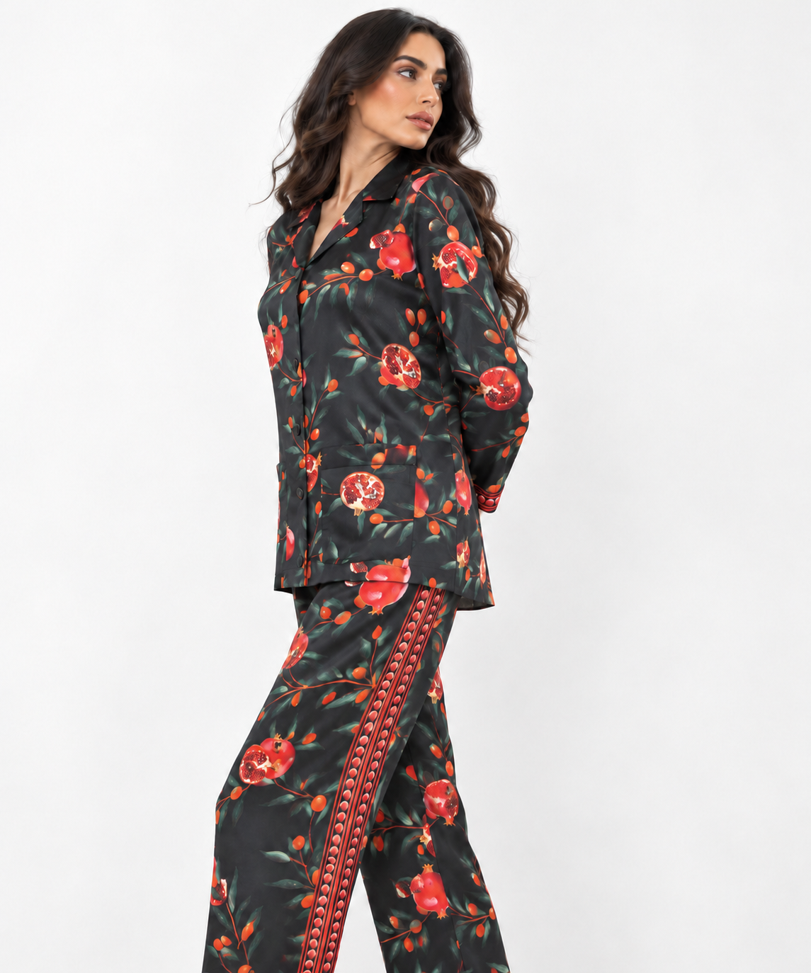 Women's Statement Printed Pyjama-Style Set – Black & Red
