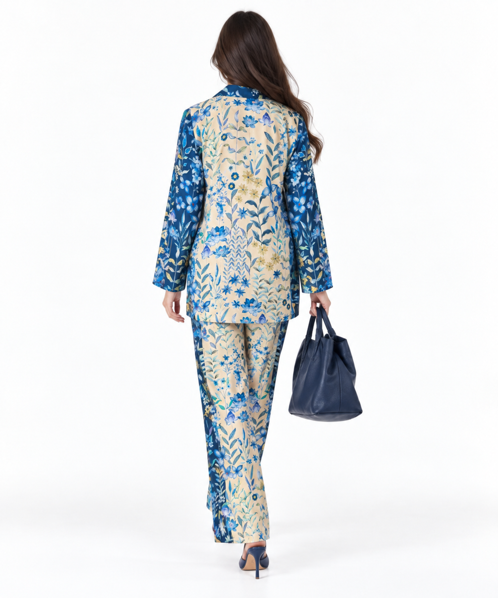 Women's Statement Floral Print Pyjama-Style Set – Blue & Multicolor