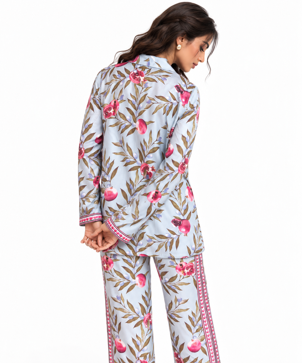 Women's Statement Printed Pyjama-Style Set – Blue & Pink