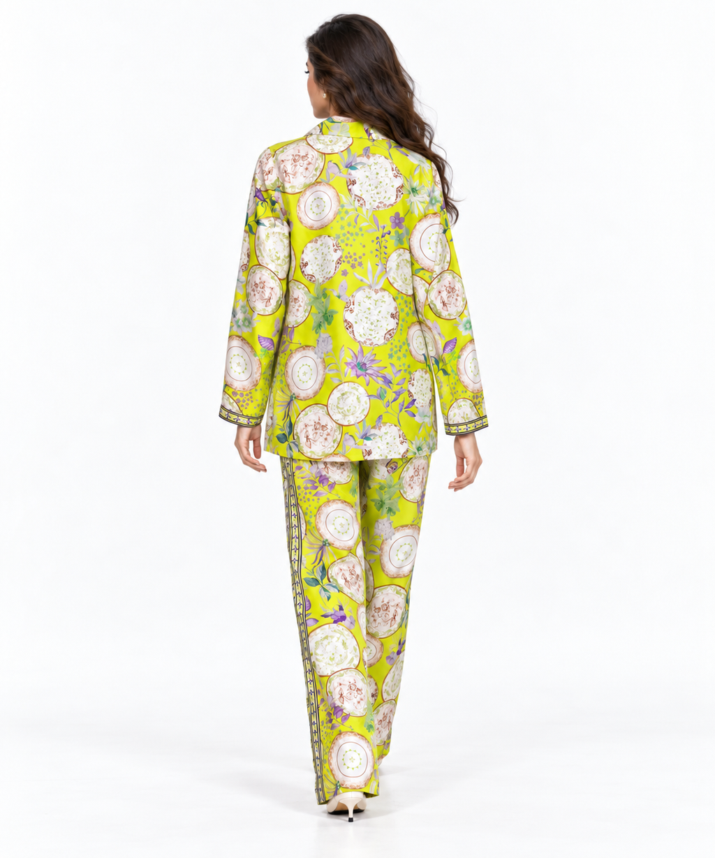 Women's Statement Floral Print Pyjama-Style Set – Neon