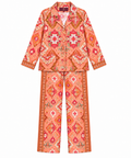 Women's Statement Geometric Print Pyjama-Style Set – Orange & Red