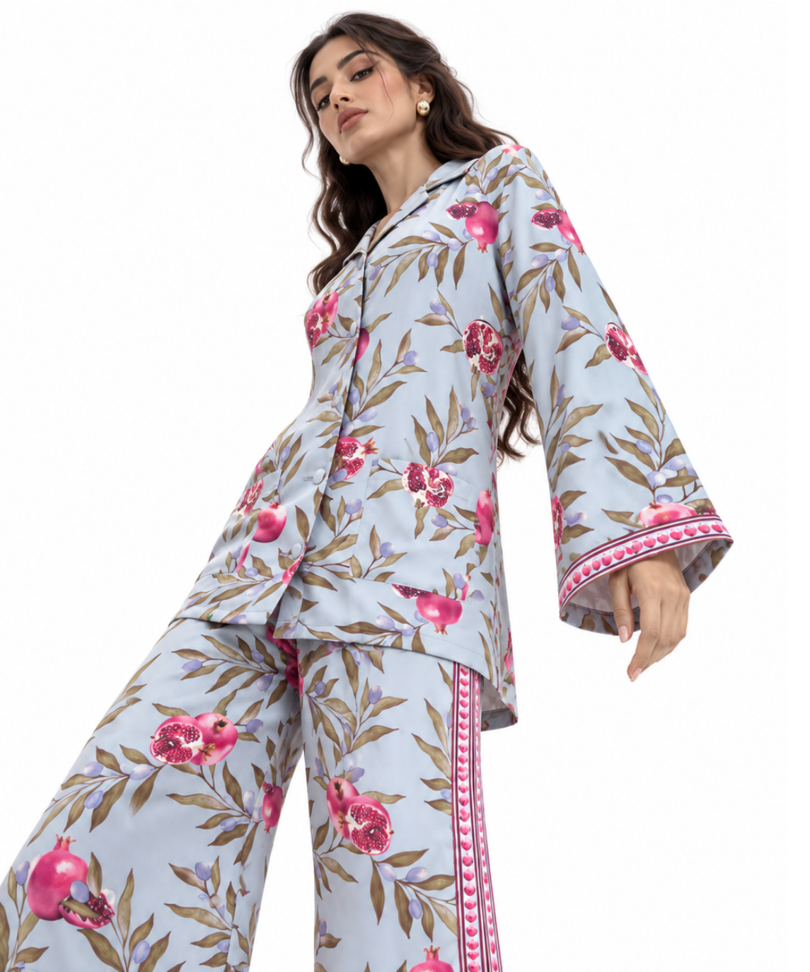 Women's Statement Printed Pyjama-Style Set – Blue & Pink