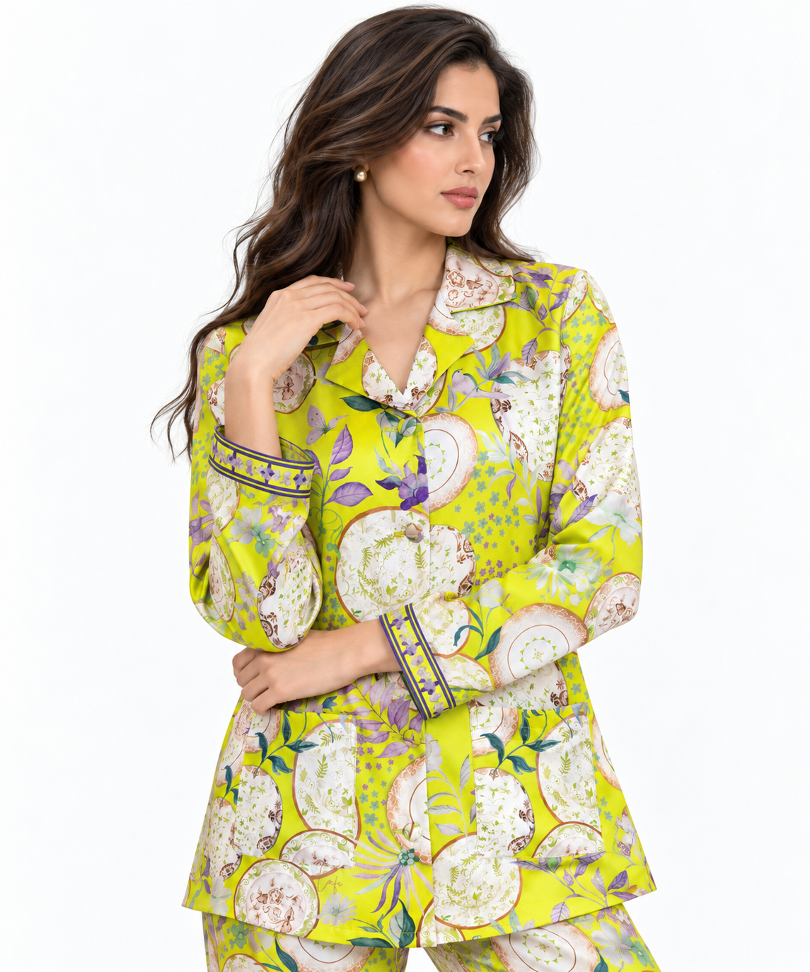 Women's Statement Floral Print Pyjama-Style Set – Neon